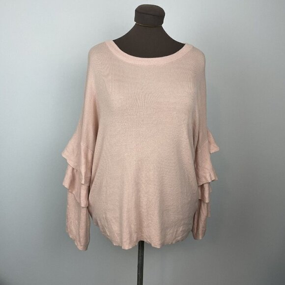 Olivia Sky Long Sleeve Ruffled Tiered Sleeve Pink Woman’s Size 2X - Picture 1 of 6